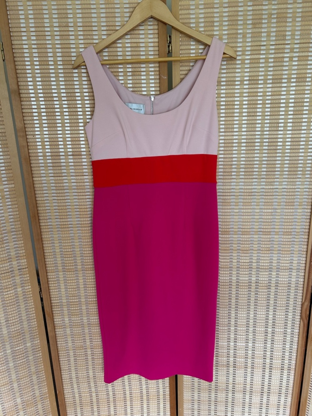 Donna Morgan Pink, Red & Hot Pink Colorblock Midi Dress size 8 NWT